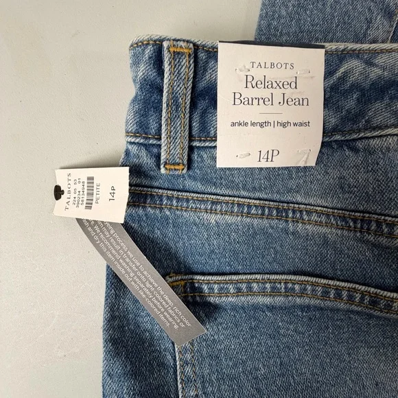 Talbots Relaxed Barrel Jean Denim Ankle Length High Waist Women’s 14 Petite New - Picture 4 of 7